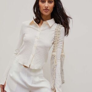 Cider Cream Textured Button-Up Blouse